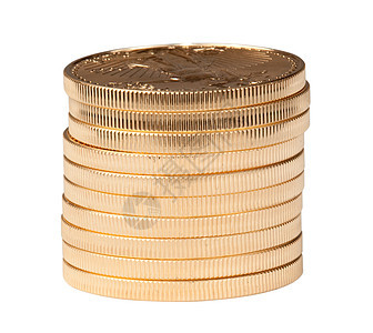 堆积十枚纯金硬币图片