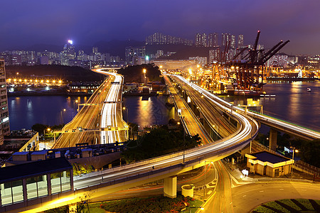 香港的货运站和公路网码头建筑货物城市世界天空港口重量贸易全景图片