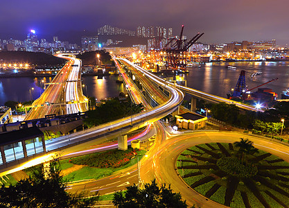 香港的货运站和公路网团队贸易商业商品天空地球港口世界加载全景图片