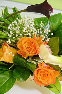 婚礼一团鲜花礼物工作室婚姻丝带热情假期植物仪式玫瑰花瓣图片