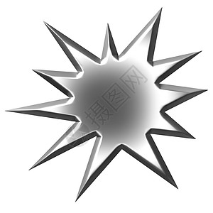 3D 银星爆炸灰色徽章反射插图按钮光束艺术半径辉光星星图片