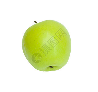 一个成熟的绿苹果 白纸宏观花园水果保健水滴果汁营养小吃团体卫生图片