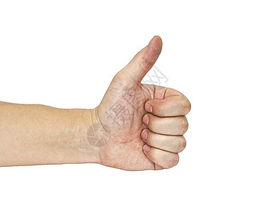 男人的手把拇指伸向白色身体手腕协议团队数字戒指皮肤手指手臂工作图片
