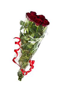 白色背景的美丽红玫瑰 美丽的红玫瑰花束惊喜庆典花瓣念日红色礼物植物群植物学花店图片
