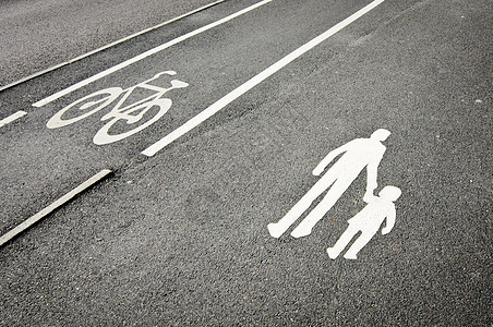 步行和自行车专用车道孩子小路路线信号交通男人警告人行道运输白色图片