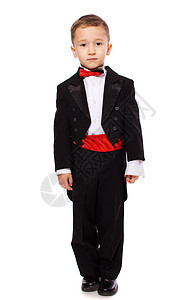 男孩穿晚礼服歌手领带人士套房商务男人套装快乐戏服教育图片