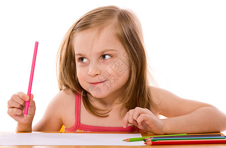 女孩绘画家庭作业艺术家活动教育写作铅笔幼儿园工艺快乐画家图片