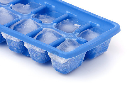 冷冻的冰晶立方体托盘茶点蓝色冻结玻璃寒意塑料白色寒冷冰箱水晶图片