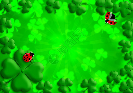 圣帕特里克日 Shamrock离开幸运的Ladybug图片