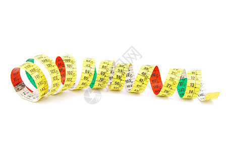 白色圆形测量胶带黄色乐器工具腰部饮食缝纫尺寸红色仪表绿色图片