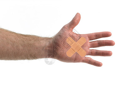 手掌手援助手臂绷带伤害手势男人棕榈摄影长方形皮肤图片