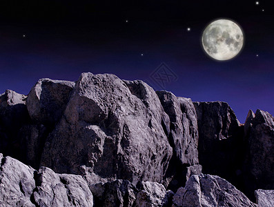 傍晚月亮在悬崖上图片