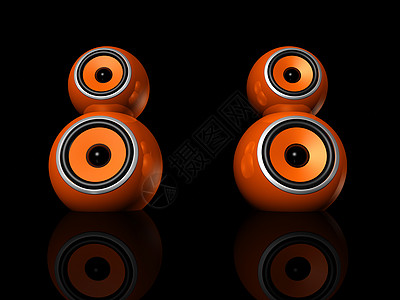 橙色扬声器球岩石橙子技术插图音响背景低音立体声电气高音图片