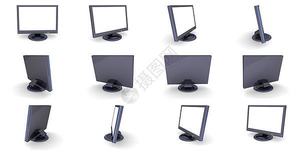 黑色 LCD 平屏屏幕监视器  12 份视图办公室展示学位推介会电视晶体管纯平视频桌面薄膜图片