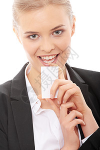 拥有名片的漂亮女商务人士广告工作公司管理人员商务办公室成功卡片女士商业图片