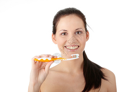 洗牙女士女孩刷子牙膏保健头发女性治疗牙科牙齿背景图片