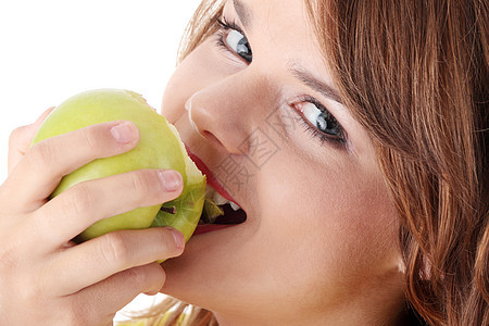 少女和苹果喜悦维生素饮食头发食物营养女士青年女性水果图片