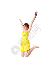 年轻微笑的少女跳跃青年成功学习快乐女孩胜利裙子优胜者飞行学生图片