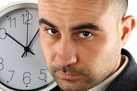 工作时间概念压力男人员工职员成功商务领带小时办公室白色图片