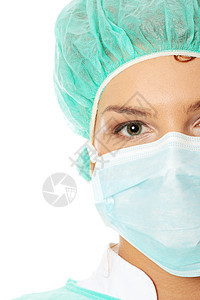 认真的护士或医生近视肖像外套职员女士科学药品保健工人外科职业工作图片