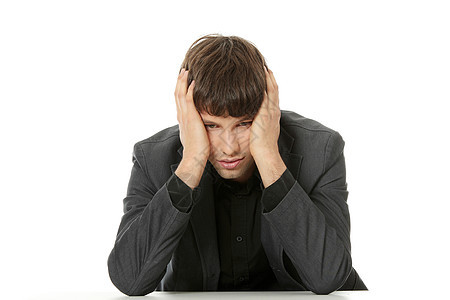 抑郁症中的商务人士损失紧张男人沮丧商业工人疼痛管理人员商务工作图片