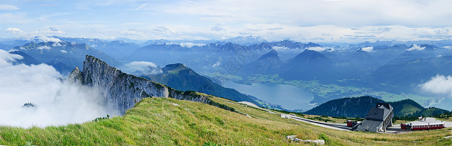 全景 鸟眼环观奥地利湖图片