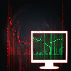 白色显示器中的股票市场图图片