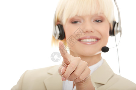 带耳耳机的中枢女呼叫员女孩人士女士按钮服务热线商务电话代理人商业图片