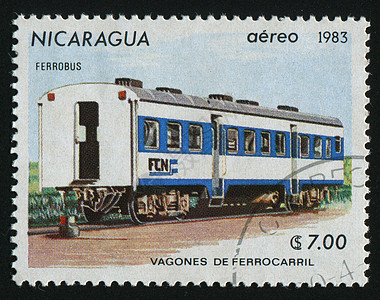 尼加拉瓜邮票信封旅行火车运输铁路邮资机车地址邮政邮件背景