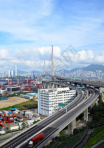 香港的桥梁和集装箱码头及集装箱码头图片