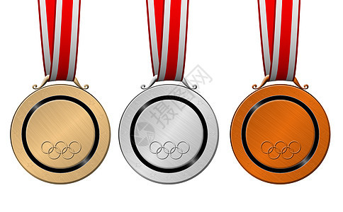 奥林匹克奖章勋章成功红色徽章报酬丝带金子成就青铜竞赛图片