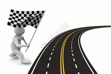 白色的沥青路面竞赛小路裁判旗帜仲裁仲裁者行程旅行速度竞争图片