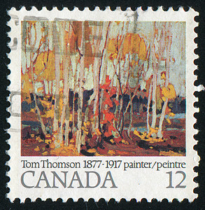 邮票信封邮戳木头文化农村环境叶子水彩小路调色板图片