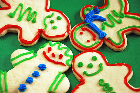圣诞饼干人假期食物绿色面包甜点小吃饼干图片