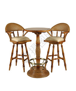 木制椅子和桌椅圆形桌子旋转咖啡店木头酒吧白色图片