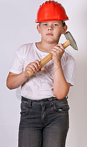 男孩子建筑学孩子学生男生锤子姿势职业硬件安全导师图片