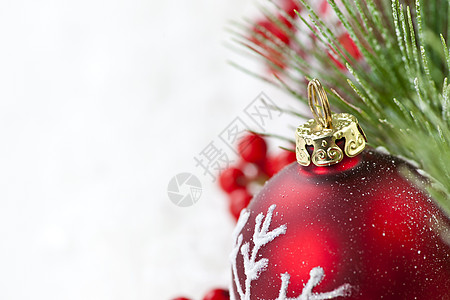 红圣诞装饰品边界分支机构季节玻璃框架假期金子浆果小玩意儿云杉玩具图片