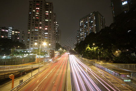 现代城市 晚上有高速公路交通 香港州康驾驶运动摩天大楼商业汽车地标日落速度景观运输图片