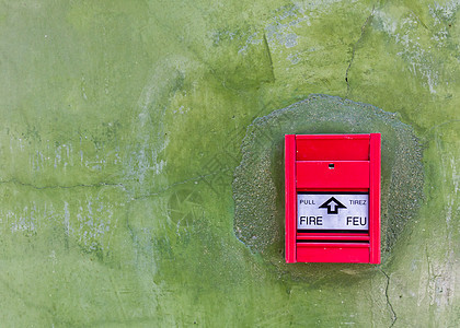 红色火警警报盒子危险部门玻璃情况安全绿色洒水器按钮图片