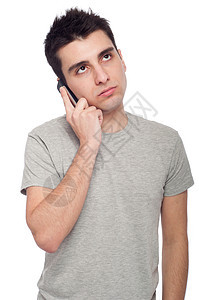 打电话来的人很担心情感成人灰色男人讲话压力细胞男性情绪白色图片