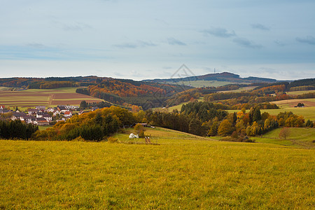 Eifel景观 德国农田地区村庄森林草地季节林业爬坡国家房屋图片