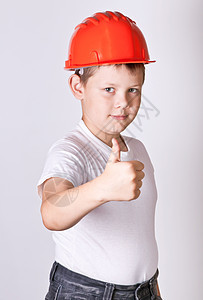 男孩子工程师建造工作室帽子童年安全导师白色承包商建筑学图片