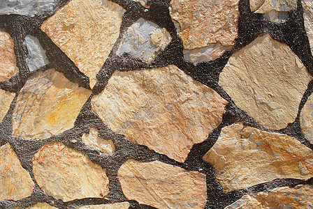 石墙质棕色岩石黄色路面石头草地背景图片