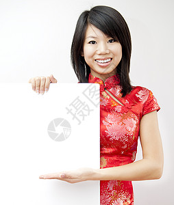 东方女孩广告卡片女士幸福微笑文化床单女性多样性旗袍图片