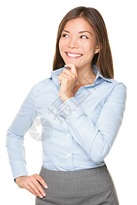 思考亚洲商业妇女女士商务工作室微笑沉思女孩女性套装成人人士图片