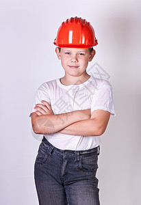 男孩子白色工作室建造孩子工程师头盔安全建设者公司学校图片