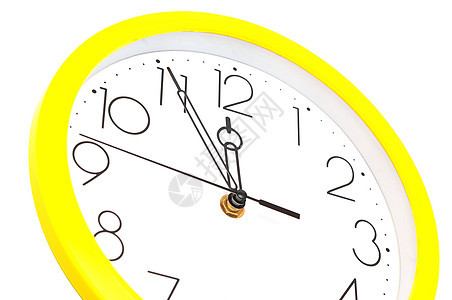 黄黄墙时钟手表数字测量商业滴答时间指针小时工作石英图片