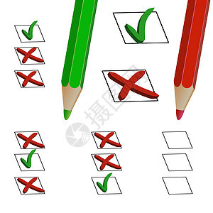 3d铅笔标记政治证书成功目录红色清单绿色投票盒子选举图片