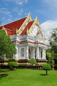 Tripitaka图书馆 泰王国寺庙力量旅行大厅蓝色贮存白色小路艺术祷告图片