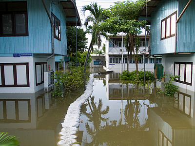 2011年泰国Ayuttaya的季风季节悲剧天气灾难环境建筑学城市建筑街道院子沙袋图片